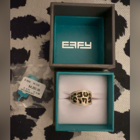 Effy Signature 14K Yellow Gold Multi Diamond Leopard Spot Ring Size 7 with box - Picture 2 of 8